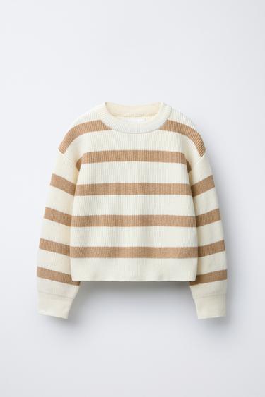 Zara STRIPED KNIT JUMPER - Striped