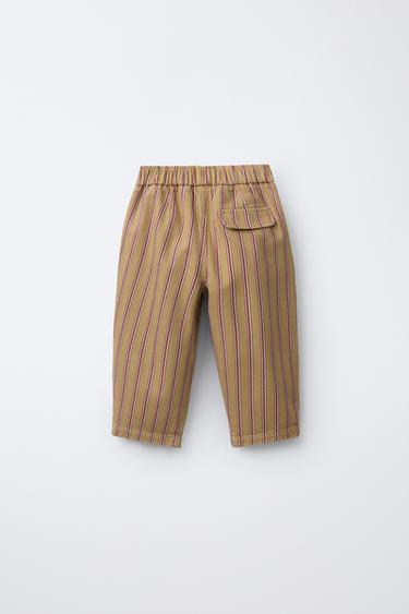STRIPED BAGGY TROUSERS - Mustard by Zara - Image 1