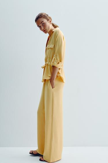 PANTALON FLUIDE LARGE - Jaune de Zara - Image 1