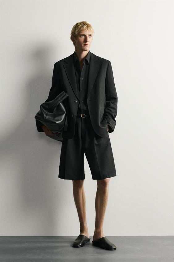 BERMUDA DE COSTUME À PLIS - Noir de Zara - Image 0
