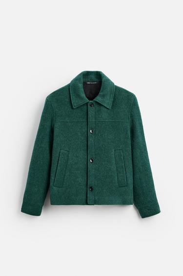 Zara BRUSHED TEXTURED JACKET - Green / Blue