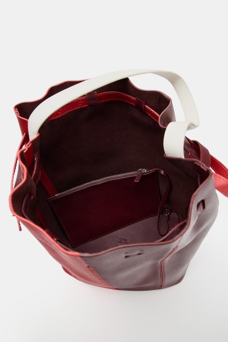 Bolsa de hombro de cuero con bloques de color 7