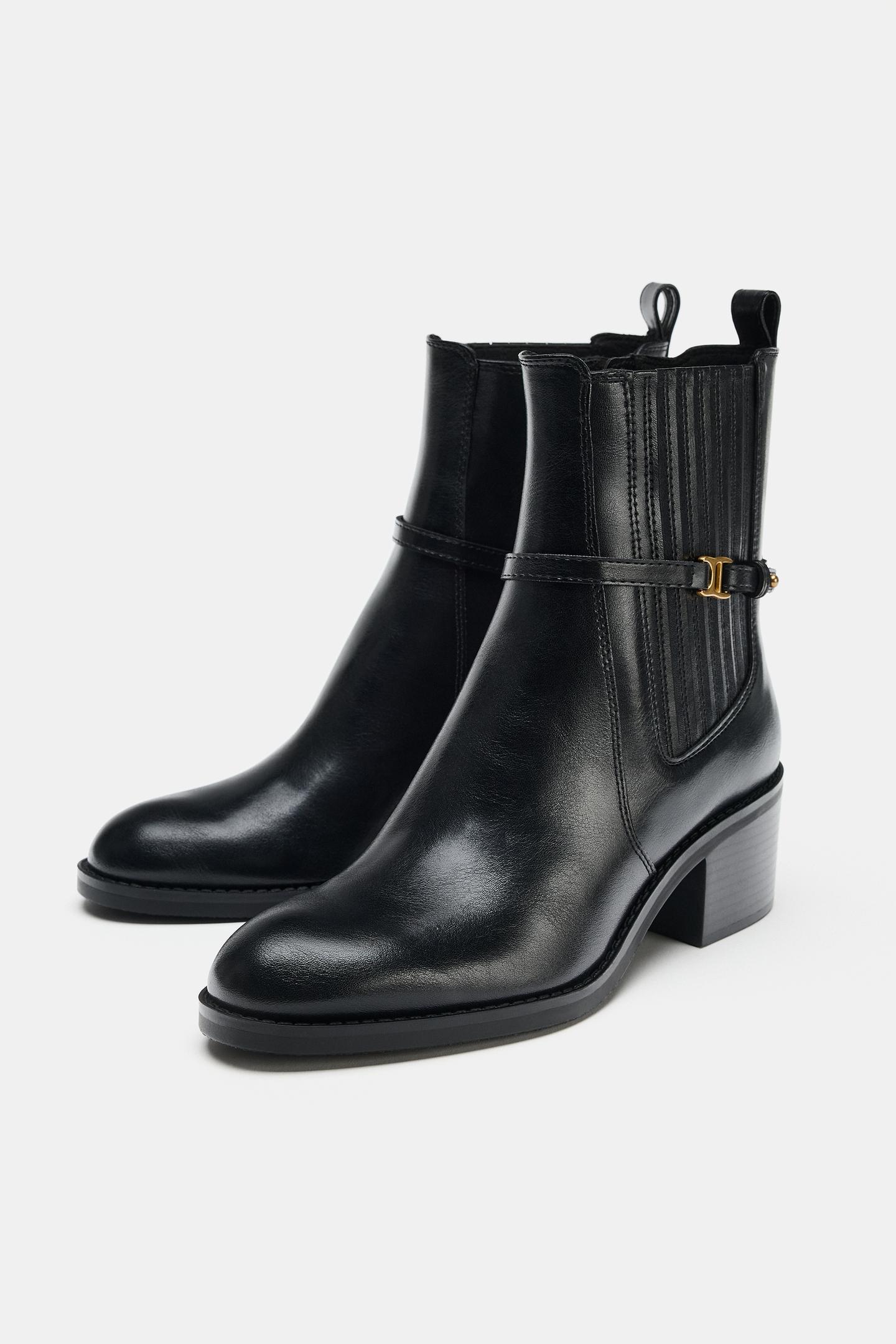 Женские ботинки Zara Heeled AppliquÉ Ankle, цвет: Чёрный — фото 2