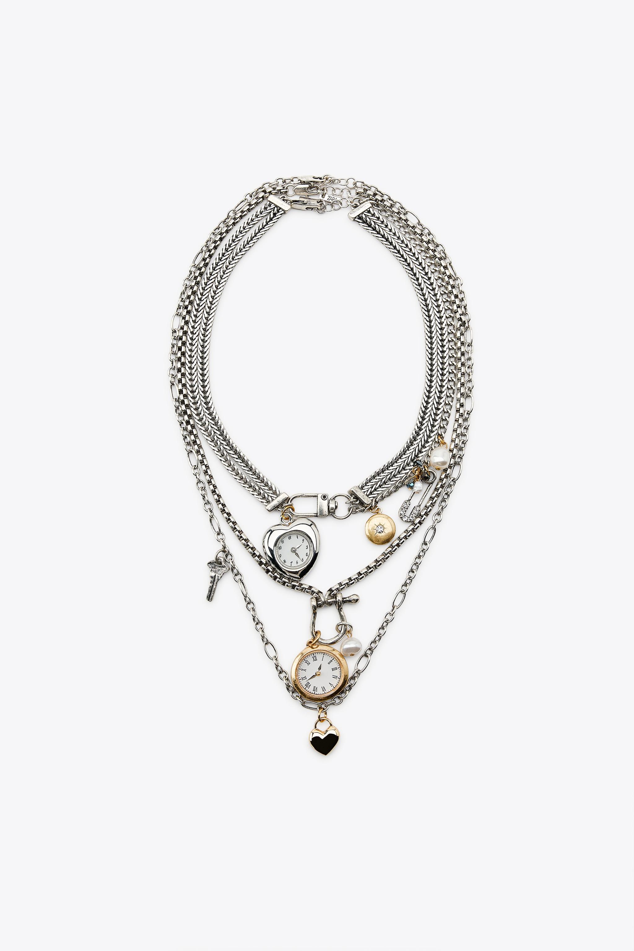PACK OF 3 WATCH AND CHARM NECKLACES - Silver | ZARA United