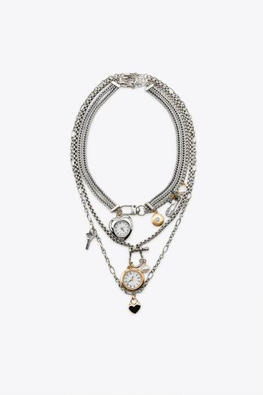 PACK OF 3 WATCH AND CHARM NECKLACES - Silver by Zara