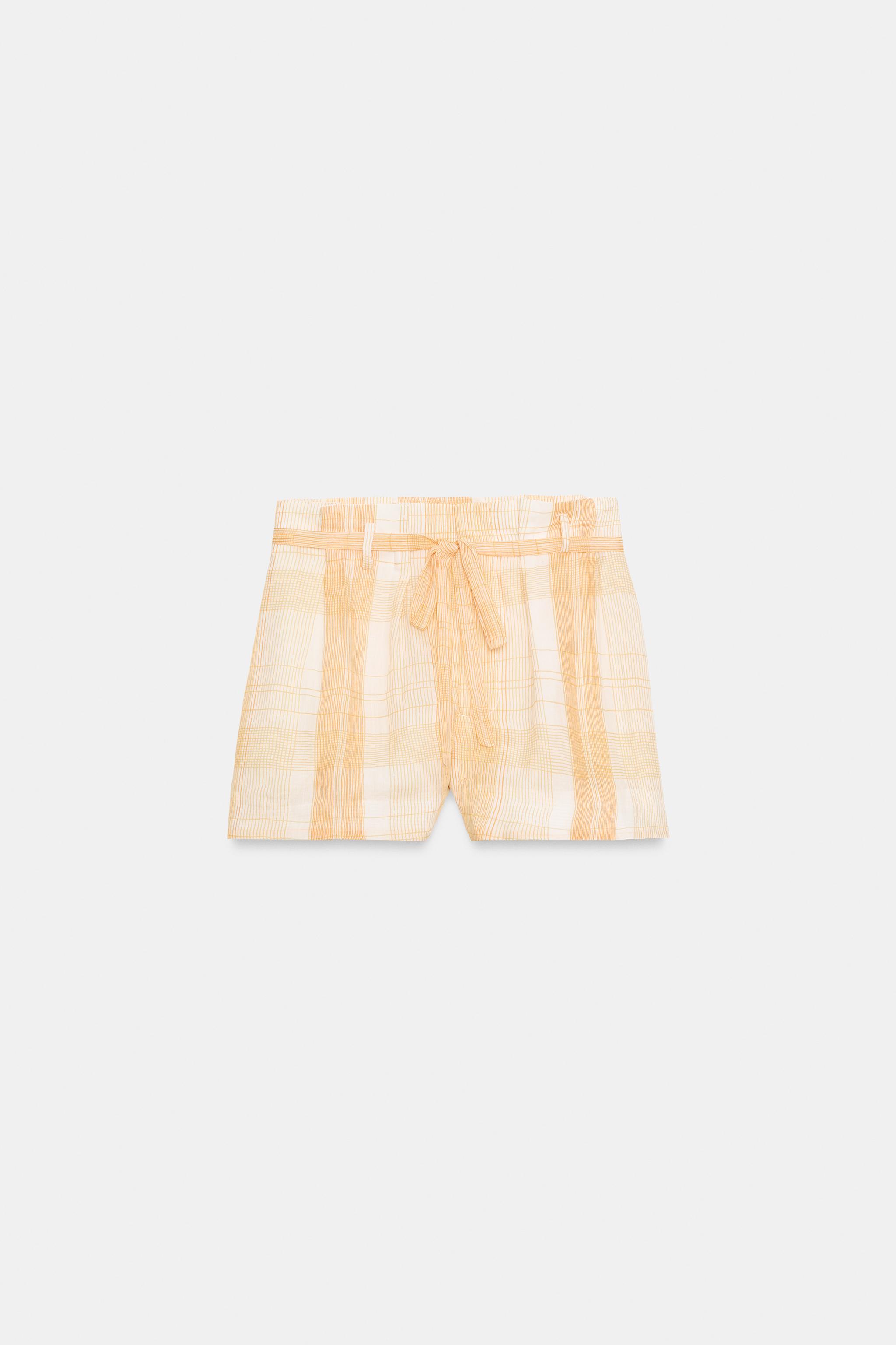 ZW COLLECTION 100% RAMIE STRIPED BERMUDAS — Yellow