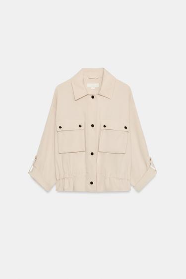 VESTE SAFARI À MANCHES RETROUSSÉES - Beige de Zara - Image 5