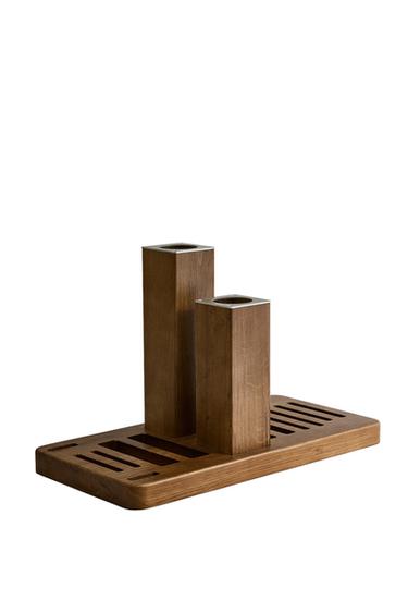 SOPORTE MADERA BARRAS Y DISCOS - Beige claro de Zara