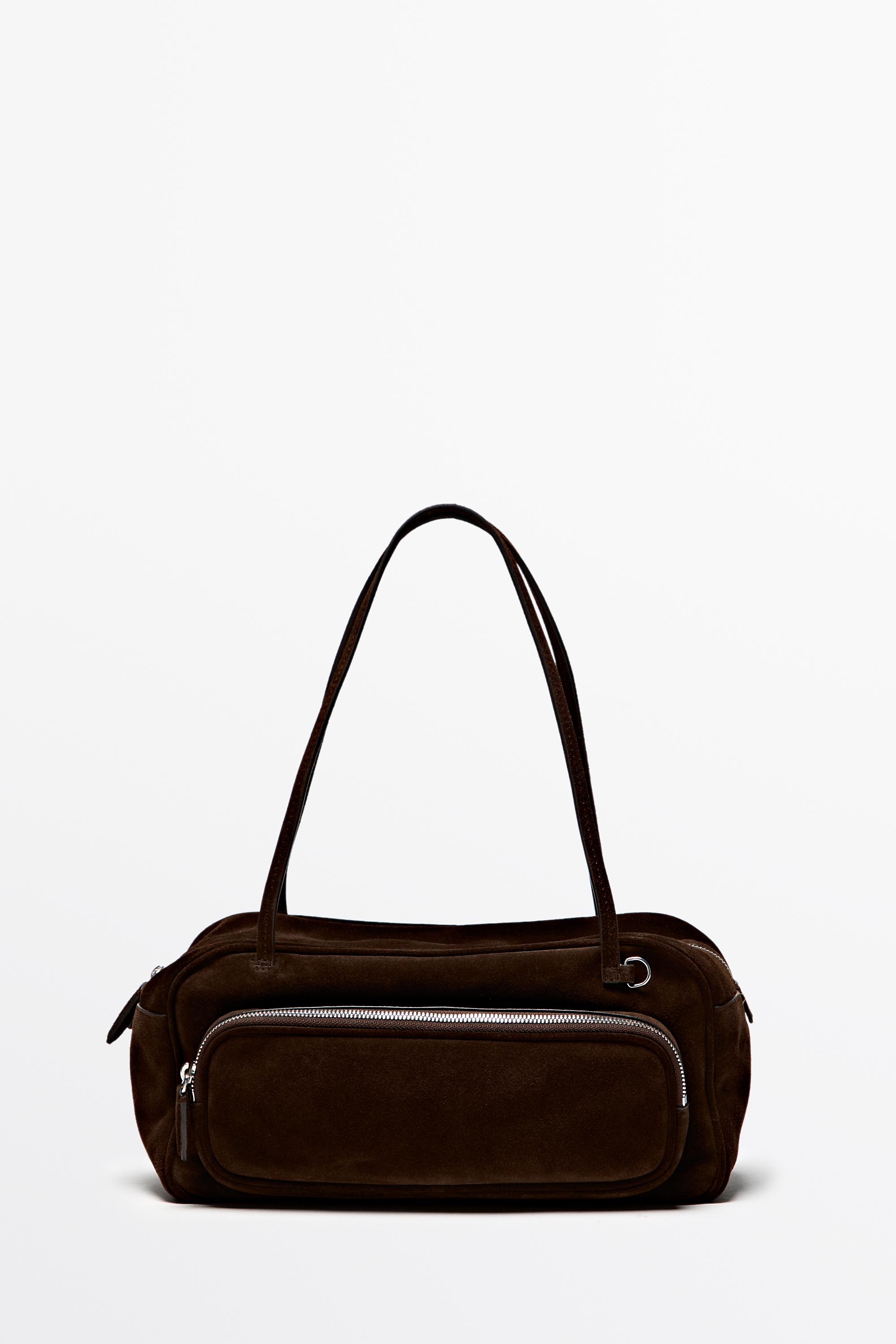 Medium split suede bowling bag — Mink