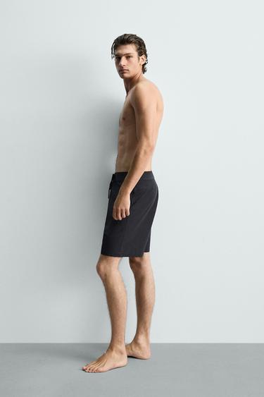 LONG DRAWSTRING SWIM SHORTS - Dark navy by Zara - Image 4