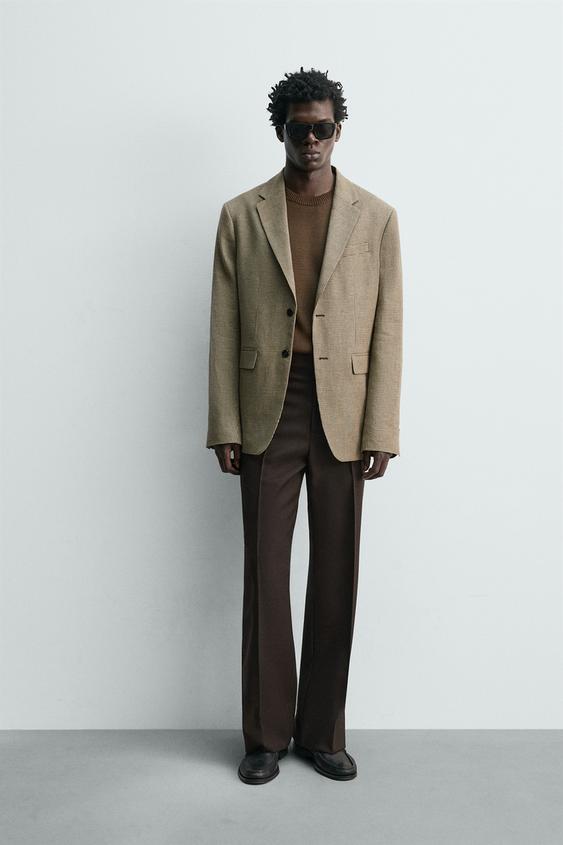 HOUNDSTOOTH LINEN-COTTON BLAZER from Zara - $179