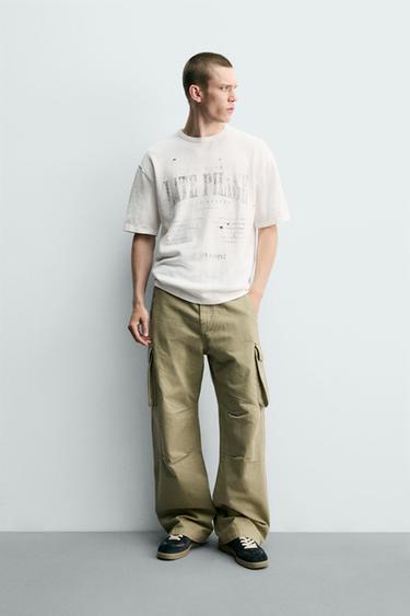 WASHED PRINTED KNIT T-SHIRT - White by Zara