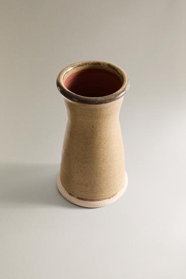 CYLINDRICAL TERRACOTTA VASE - Brown / Taupe by Zara - Image 1