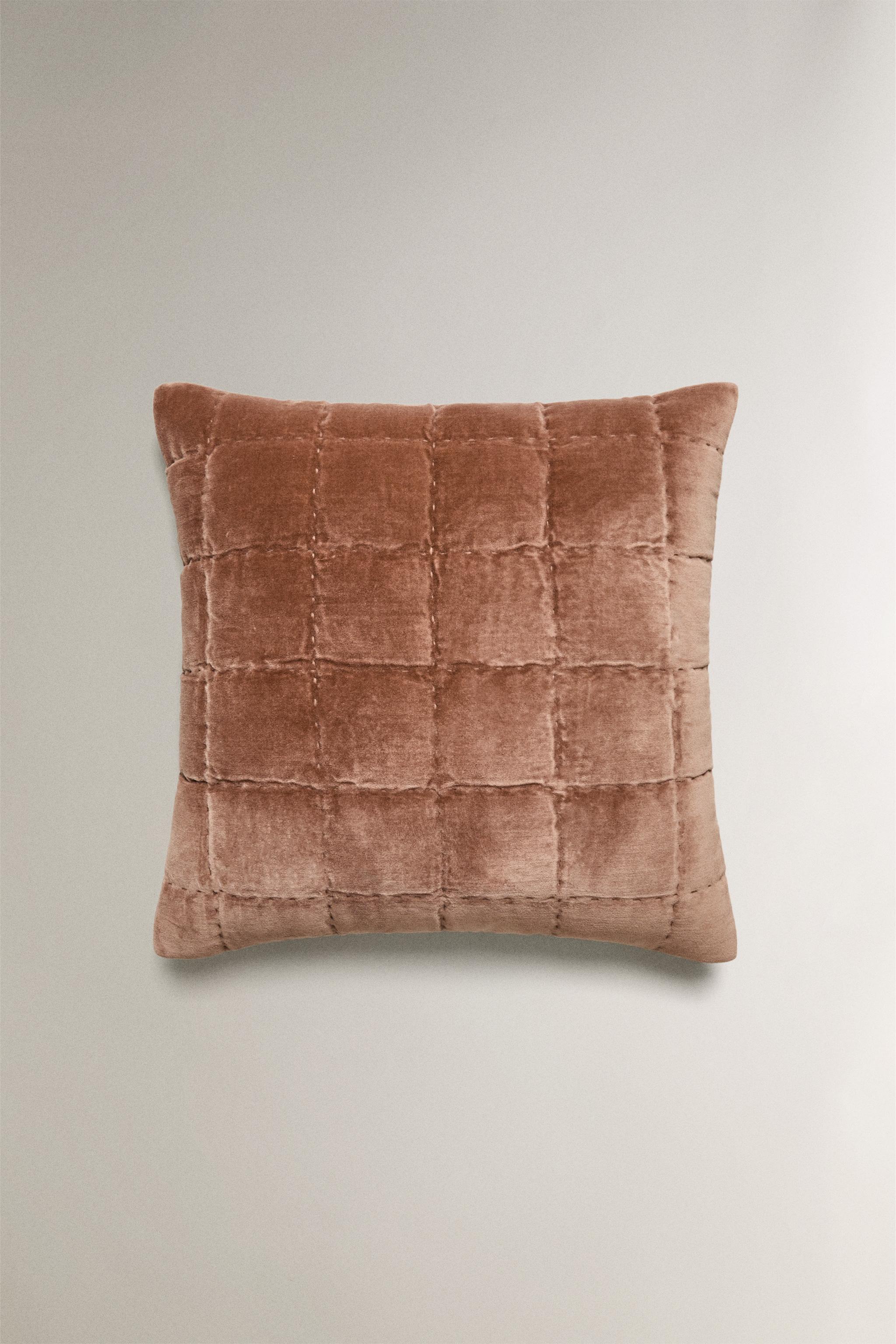 HOUSSE DE COUSSIN D'ÉDREDON EN VELOURS À CARREAUX