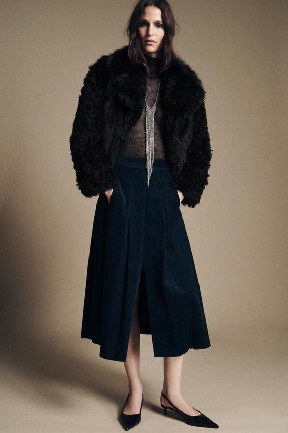 CORDUROY MIDI SKIRT ZW COLLECTION