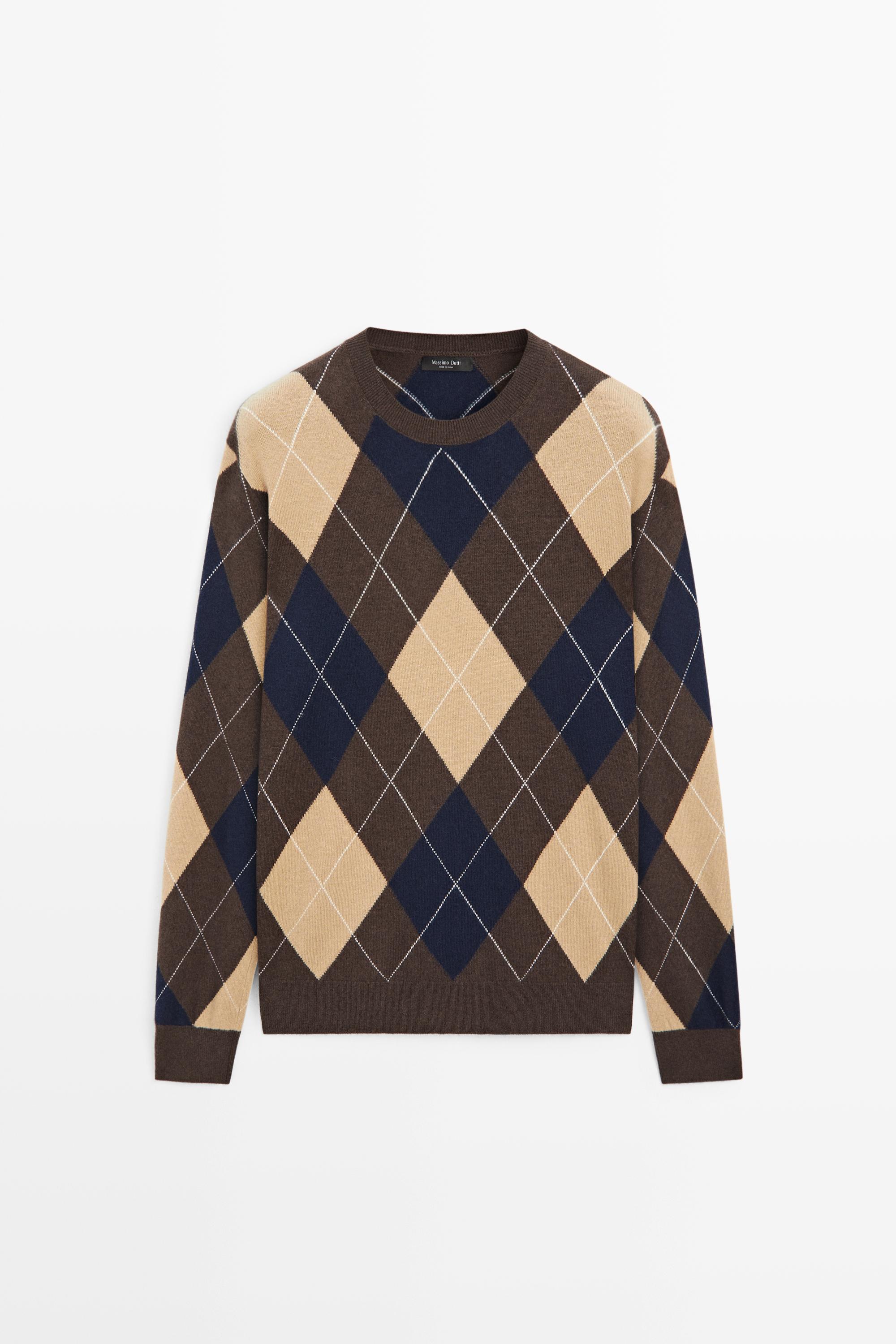 Pull en maille à losanges avec de la laine
