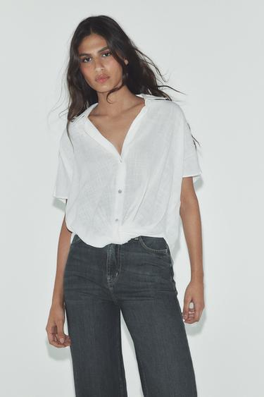 Zara KNOTTED SHIRT - White