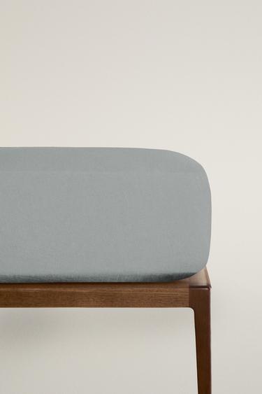 Zara FADED LINEN FITTED SHEET - Gray / Blue