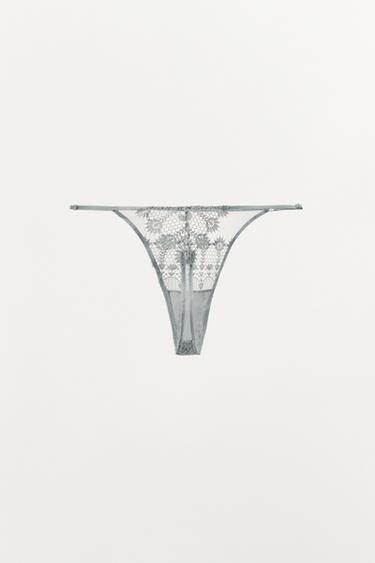 GUIPURE THONG - Grey by Zara - Image 5