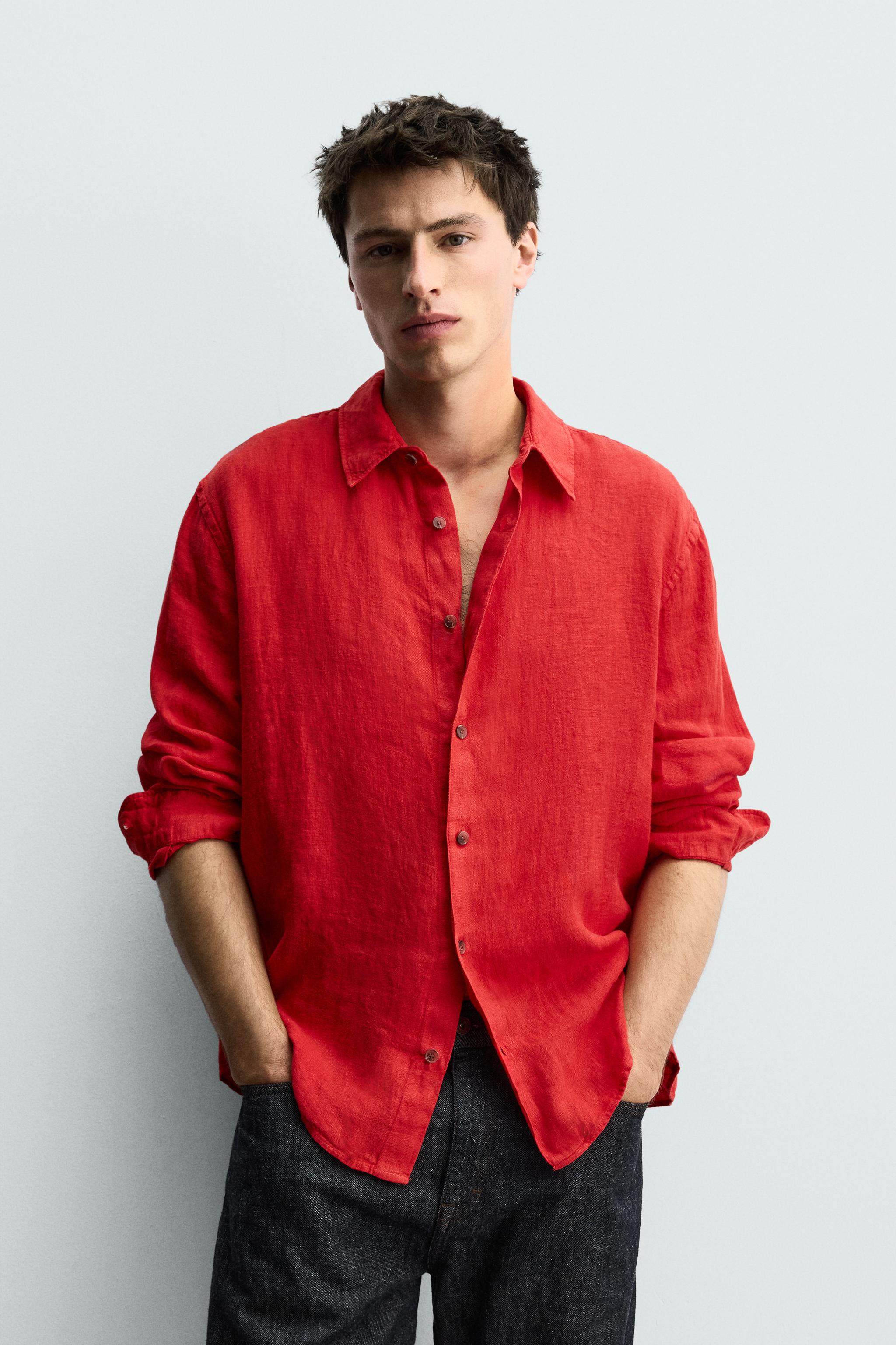 men red dress shirt Prom Styling: Rock a for a Fierce and Fun Night  Barry. Wang Available in a multitude of colors so that youll never have to worry about what to wear. 100% LINEN REGULAR FIT SHIRT