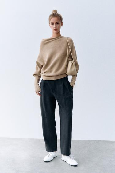 ASYMMETRIC KNIT JUMPER — Sand / Marl 2