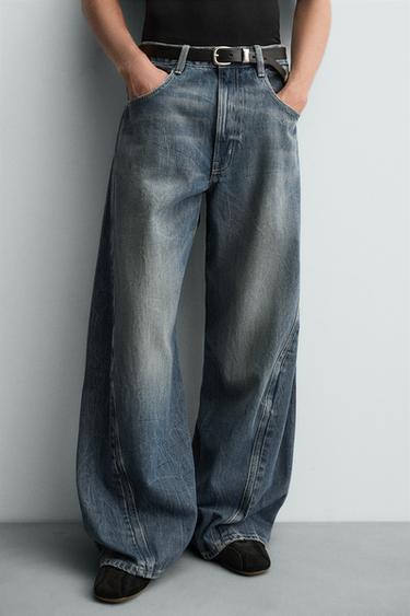 BAGGY FIT TWISTED-SEAM JEANS - Mid-blue by Zara