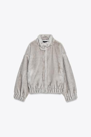 OVERSIZE FAUX FUR JACKET - Light beige by Zara - Image 0