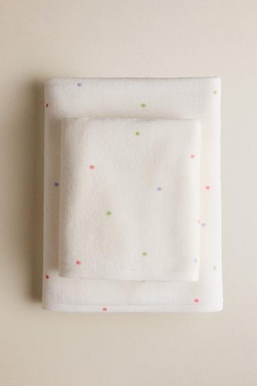 KIDS' VELOUR POLKA DOT TOWEL - Oyster-white by Zara - Image 4