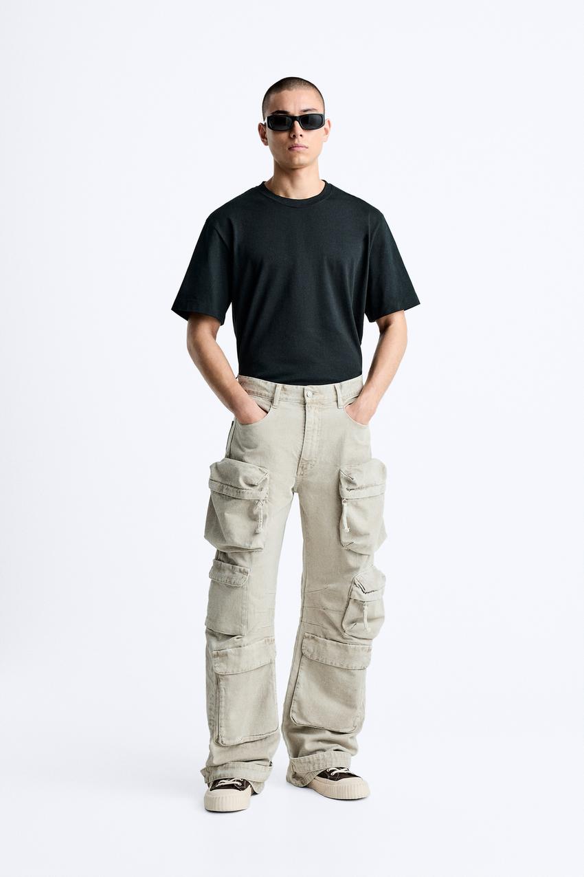 UTILITY JEANS WITH POCKETS - Stone