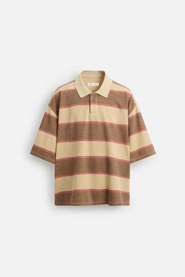 STRIBET POLOSHIRT - rødlig fra Zara