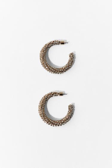 Zara SPARKLY HOOP EARRINGS - Golden