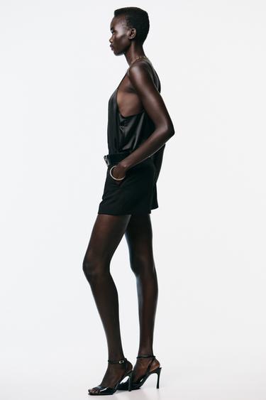 LOW-RISE SKORT WITH BELT - Black by Zara - Image 3