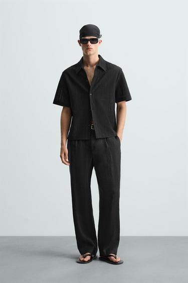 CAMISA JACQUARD GEOMÉTRICO - Negro de Zara - Imagen 0