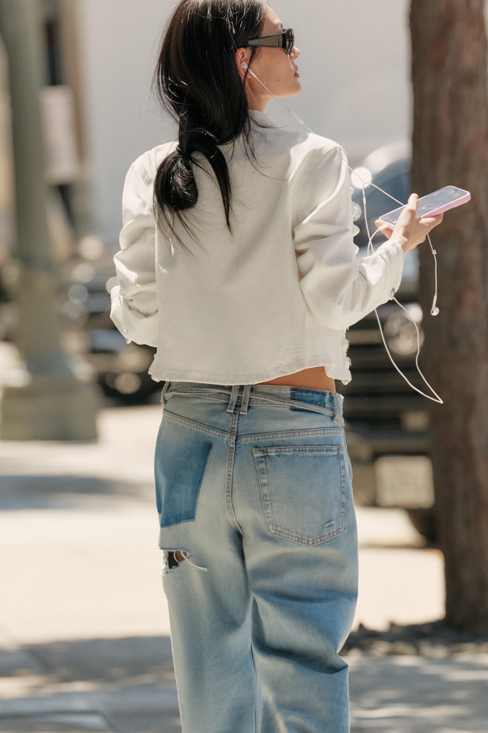 TRF ダメージ加工ミッドライズバギージーンズ - ライトブルー | ZARA