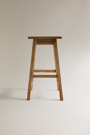 ELM WOOD STOOL - Світло-бежевий Zara - Зображення 0