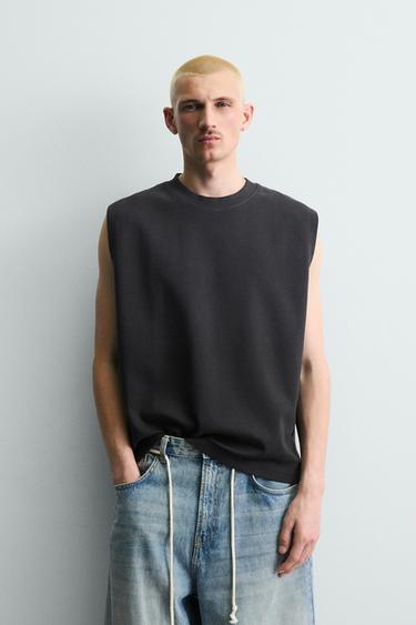 CAMISETA TANK LAVADA - Gris de Zara