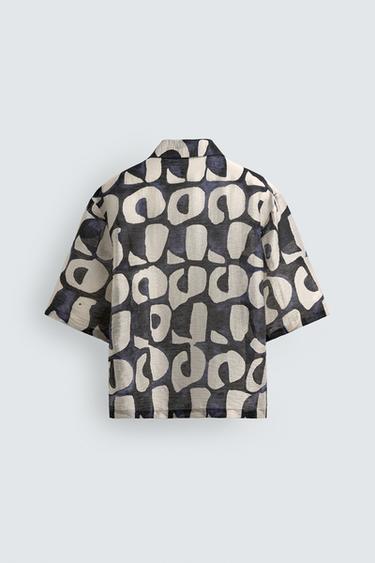GEOMETRIC PRINT SHIRT - Dark navy by Zara - Image 7
