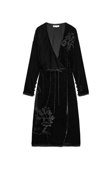 ZW COLLECTION EMBROIDERED VELVET KIMONO