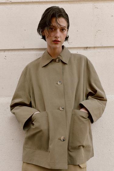 Zara PATCH POCKET JACKET - Khaki