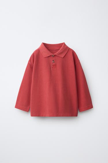 POLO EN PIQUÉ UNI - Rouge de Zara