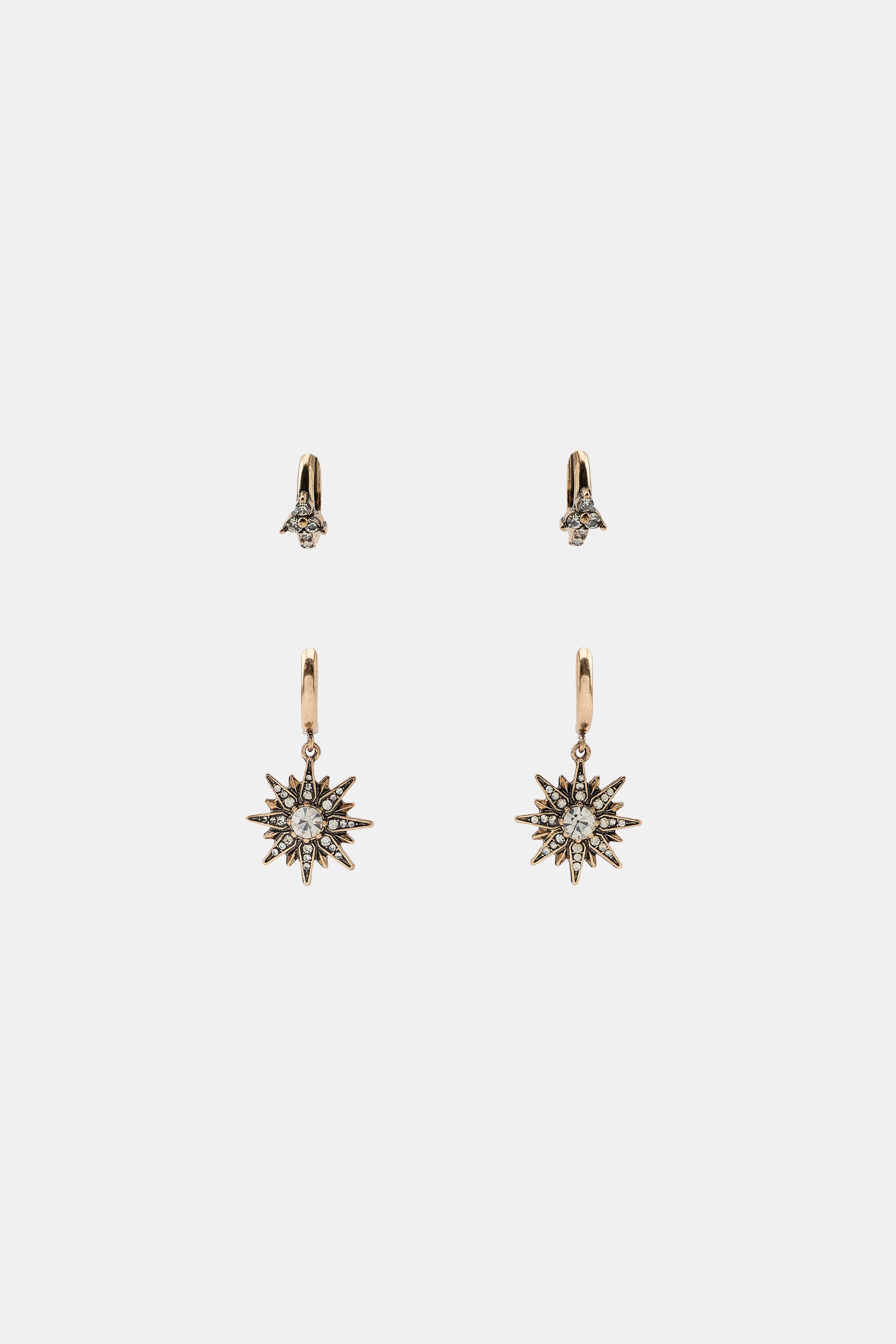 LOT DE MINI BOUCLES D'OREILLES CRÉOLES ÉTOILES