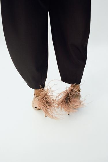 FEATHER HIGH HEELS - Beige by Zara
