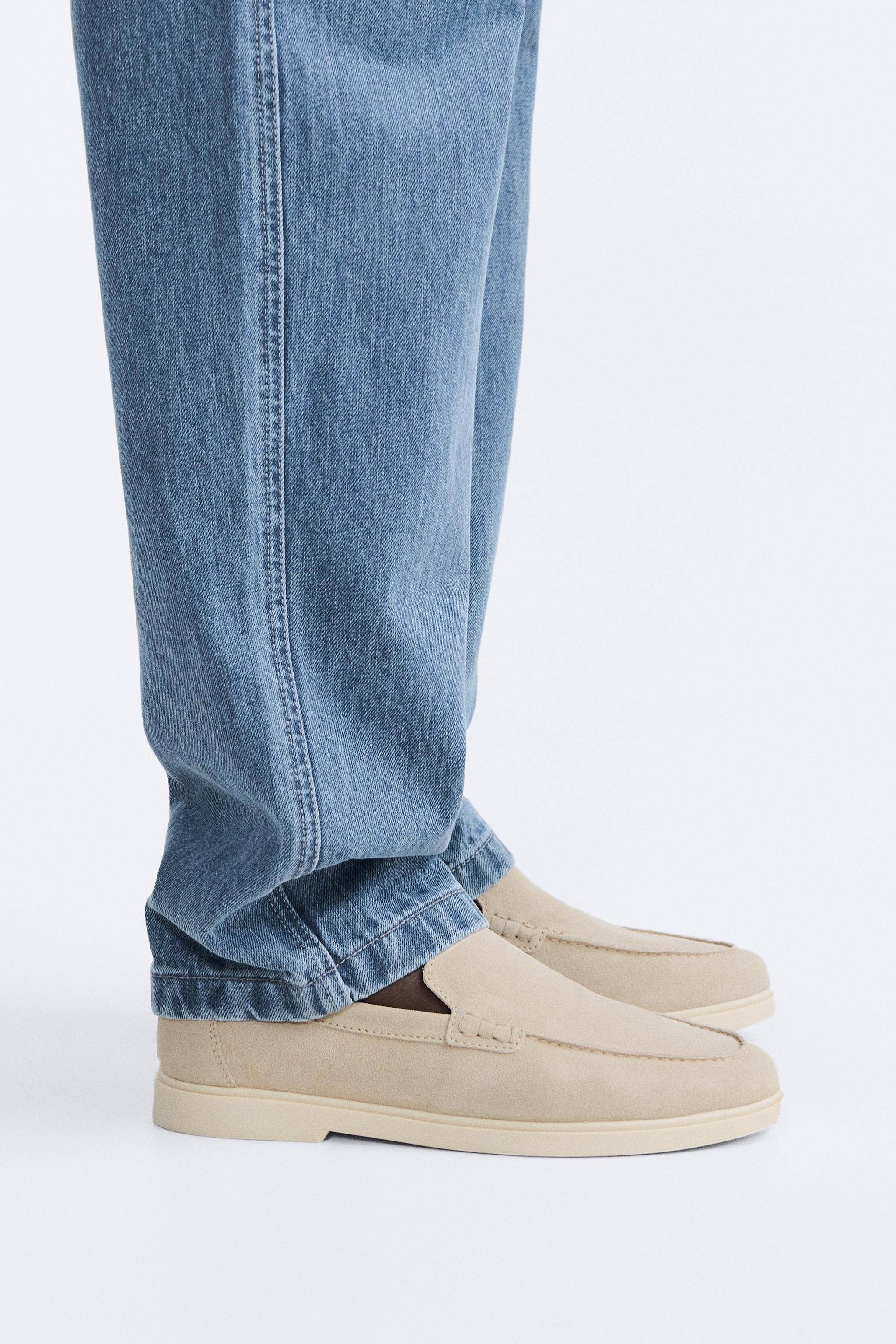 SPLIT SUEDE SPORT LOAFERS - Bone White | ZARA Turkey