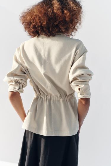 VESTE SAFARI COL EN CROCHET - Écru / Beige de Zara - Image 4