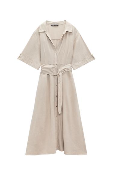 VESTIDO CAMISERO CON LINO