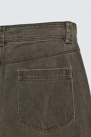 WASHED WIDE-LEG TROUSERS - Grey / Tan by Zara - Image 8
