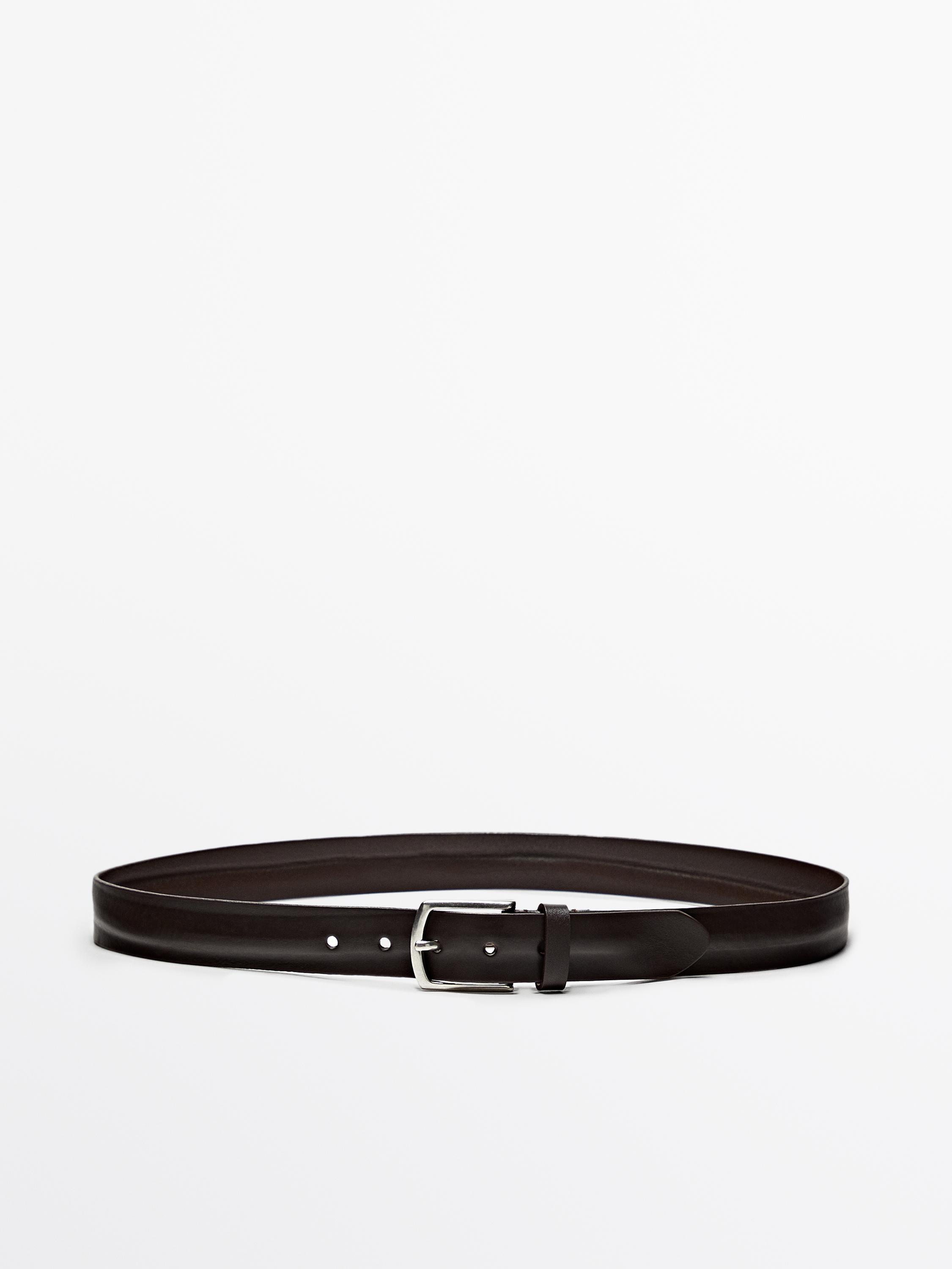 Worn effect leather belt - Brown