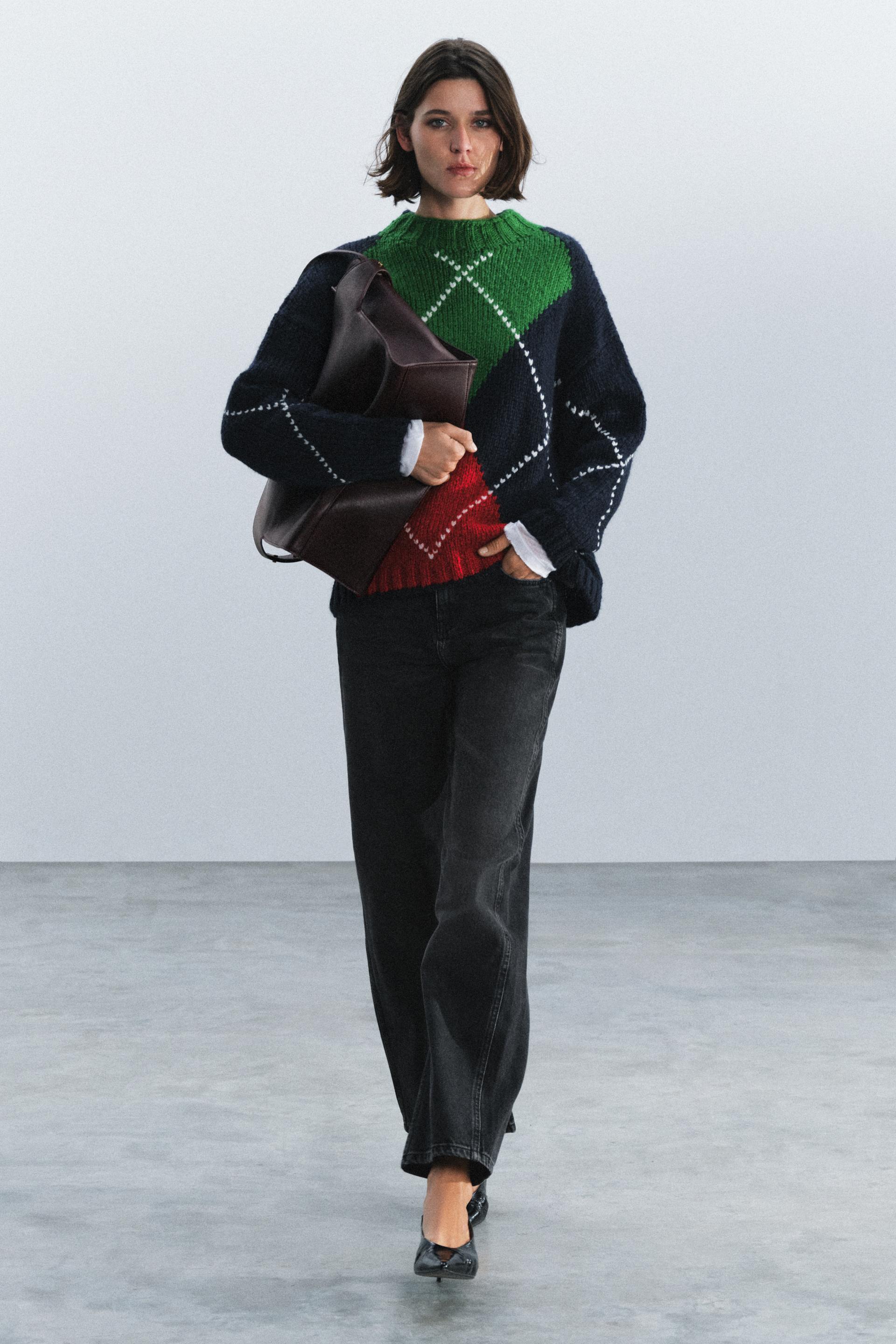 ARGYLE KNIT OVERSIZED SWEATER - angle 1