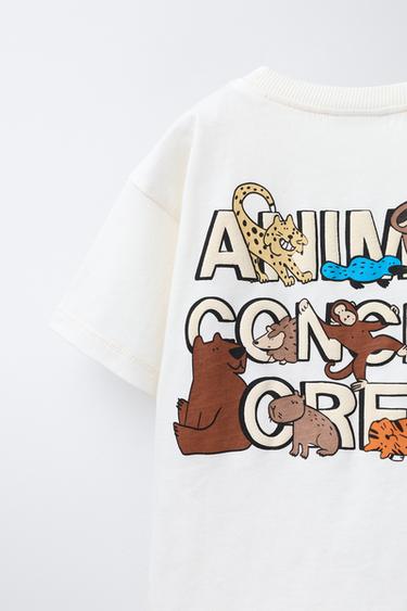 ANIMAL PRINT T-SHIRT - Oyster-white by Zara - Image 3