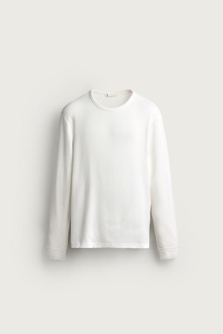 REGULAR FIT WAFFLE-KNIT T-SHIRT